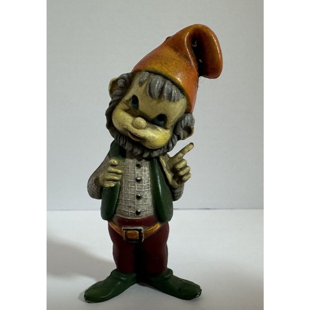 🖤Vintage Elf Gnome Figurine Pointed Hat Pixie Nodder Style Resin Statue Decor